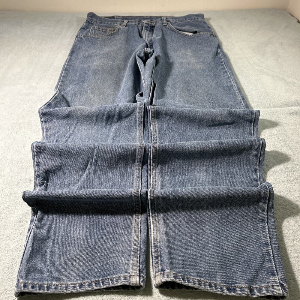 Y2k 2000s Wrangler Loose Straight Jeans Mens 34x34 Wide Relaxed Hamilton Worker